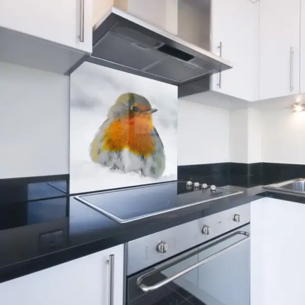 6mm Toughened Printed Kitchen Glass Splashback - Robin 673