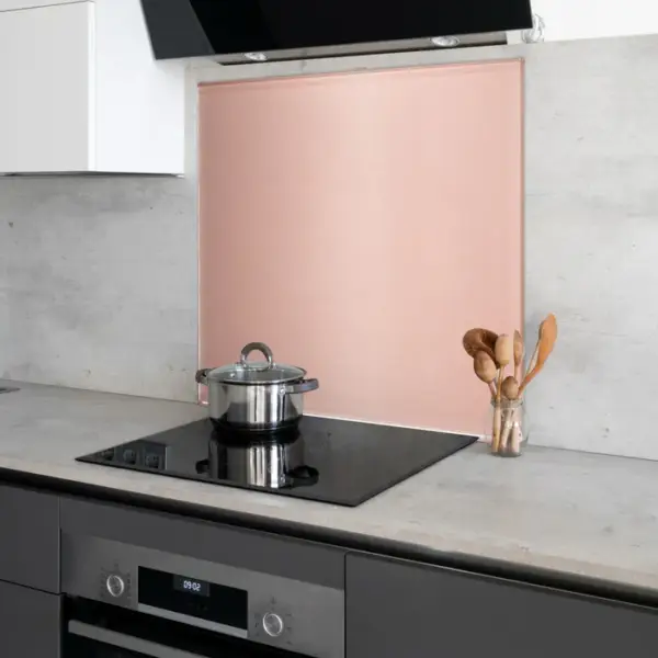 6mm Toughened Glass Kitchen Splashback – Rose Gold with Metallic Shimmer Finish