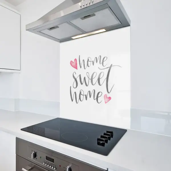 6mm Toughened Glass Kitchen Splashback - "Home Sweet Home" Design 556